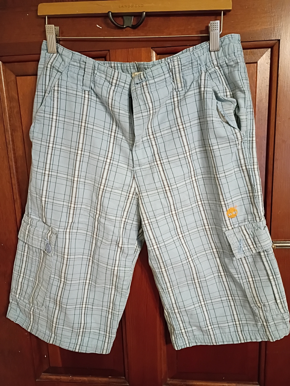 Timberland Blue Plaid Cargo Shorts - Boys Youth Size 18